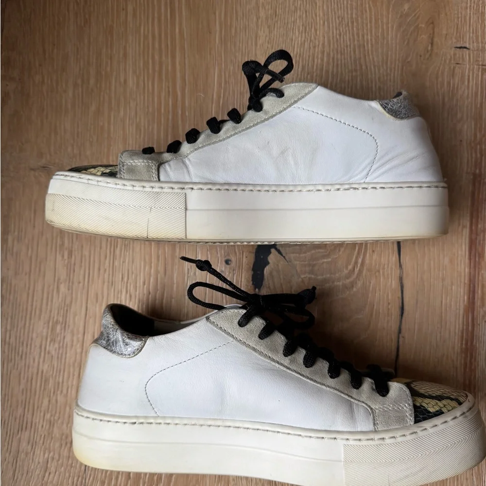 P448 Thea Platform Animal Print Lace Up Italian Leather Sneakers 38/8 pricefirm
